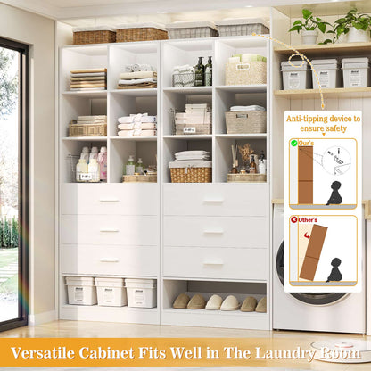 47.2" Modular Closet System Set of 2 with 6 Drawers and 12 Cube Storage