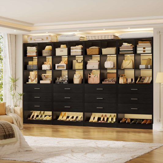 7.9 FT Walk-in Modular Closet System with 12 Drawers & 24 Cube Storage