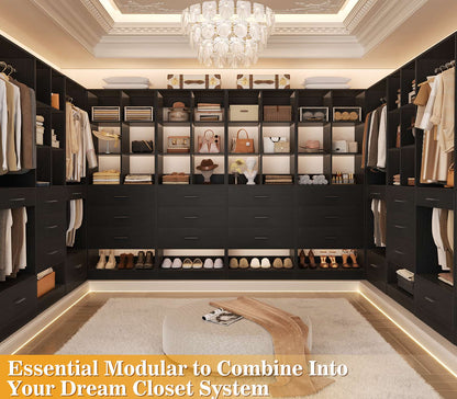 7.9 FT Walk-in Modular Closet System with 12 Drawers & 24 Cube Storage