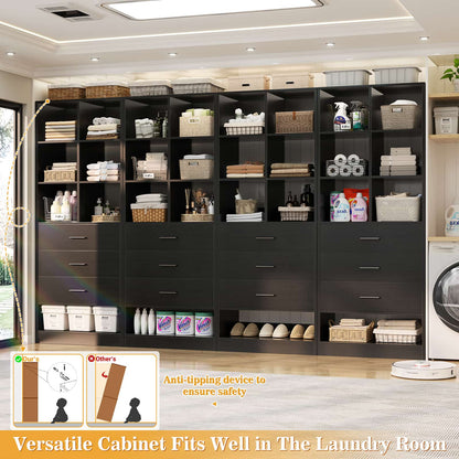 7.9 FT Walk-in Modular Closet System with 12 Drawers & 24 Cube Storage