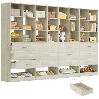 7.9 FT Walk-in Modular Closet System with 12 Drawers & 24 Cube Storage