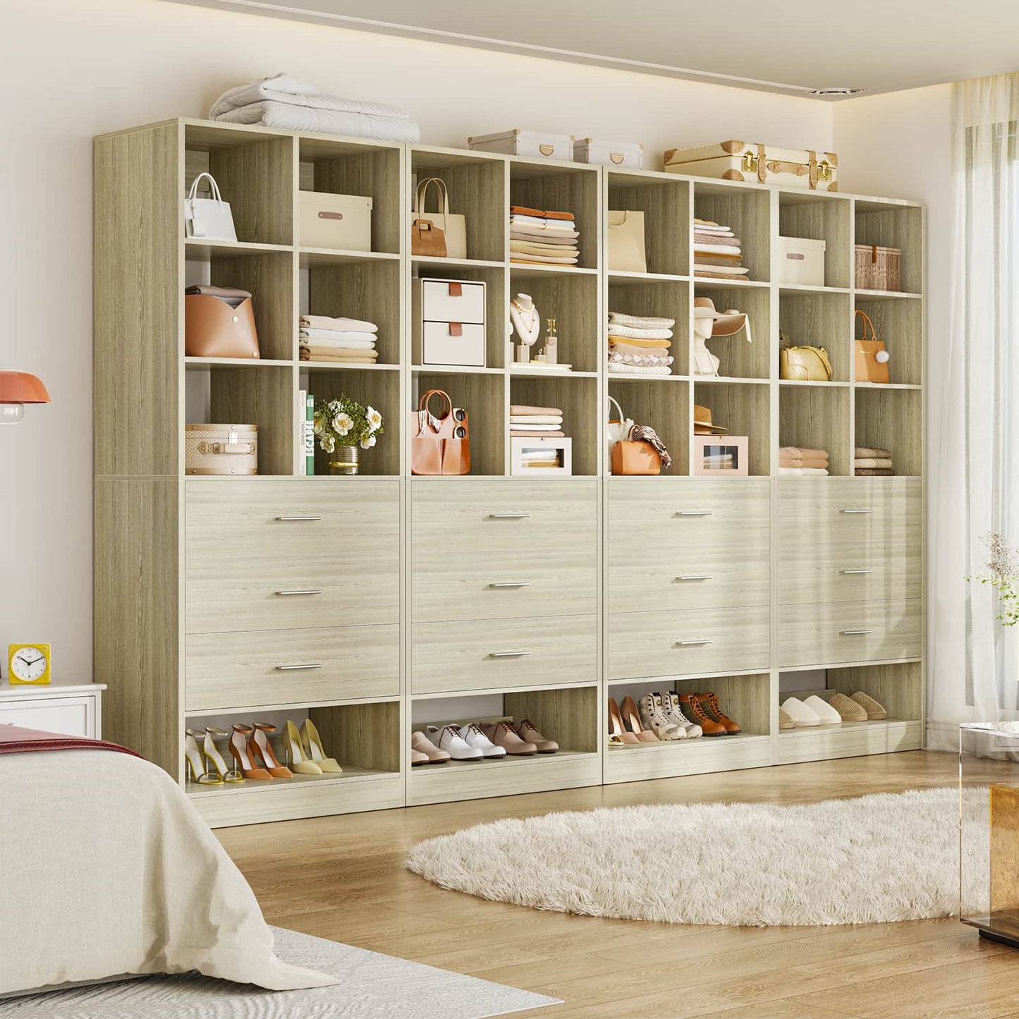 7.9 FT Walk-in Modular Closet System with 12 Drawers & 24 Cube Storage