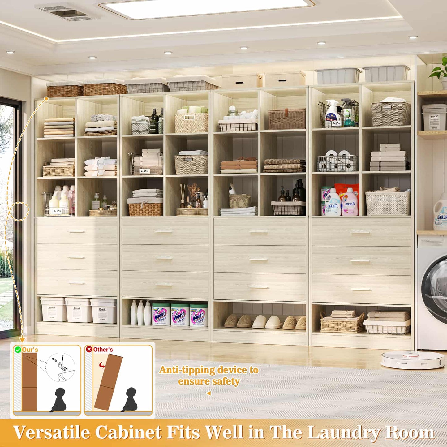 7.9 FT Walk-in Modular Closet System with 12 Drawers & 24 Cube Storage