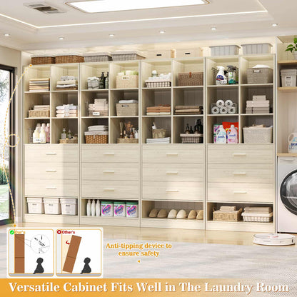 7.9 FT Walk-in Modular Closet System with 12 Drawers & 24 Cube Storage