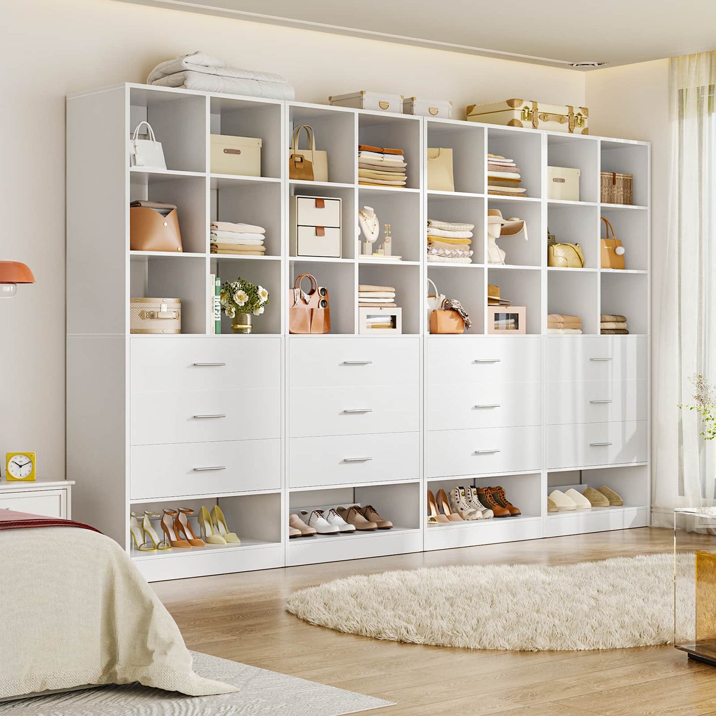 7.9 FT Walk-in Modular Closet System with 12 Drawers & 24 Cube Storage