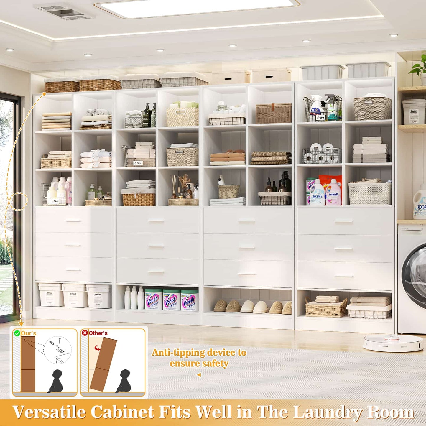 7.9 FT Walk-in Modular Closet System with 12 Drawers & 24 Cube Storage