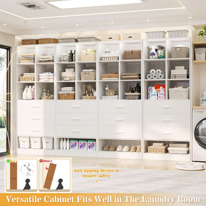 7.9 FT Walk-in Modular Closet System with 12 Drawers & 24 Cube Storage