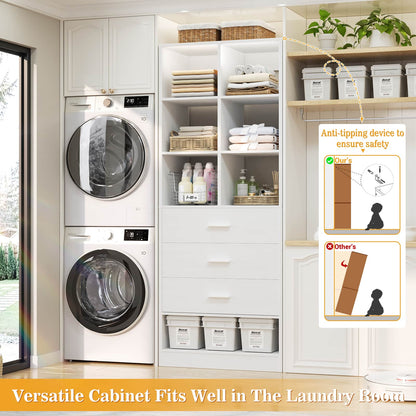 23.6" Freestanding Closet System with 3 Drawers, 6 Cube Storage & Shoe Rack