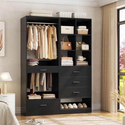 47.2" Modular Closet System with 4 Drawers, Closet Organizers with Cube Storage and Pant Rack