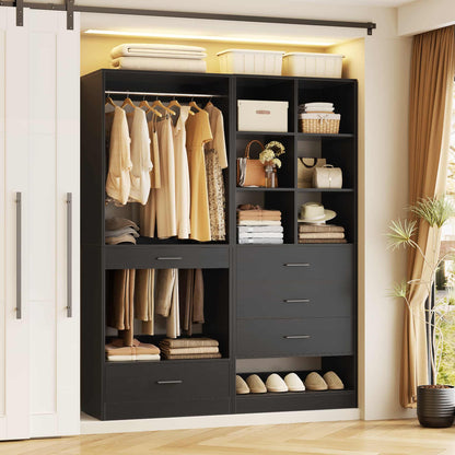 47.2" Modular Closet System with 4 Drawers, Closet Organizers with Cube Storage and Pant Rack