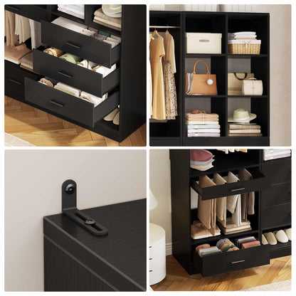 47.2" Modular Closet System with 4 Drawers, Closet Organizers with Cube Storage and Pant Rack