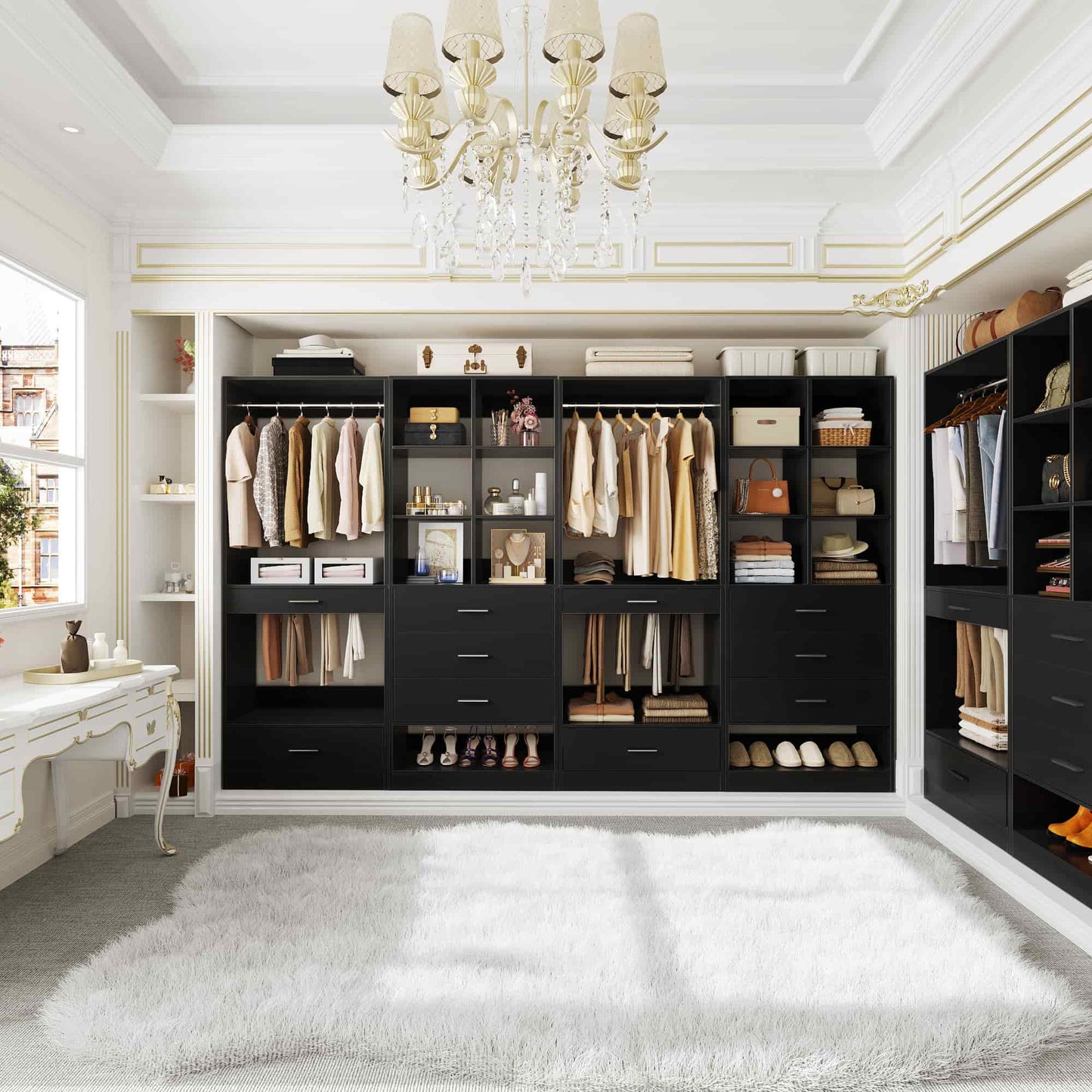 47.2" Modular Closet System with 4 Drawers, Closet Organizers with Cube Storage and Pant Rack