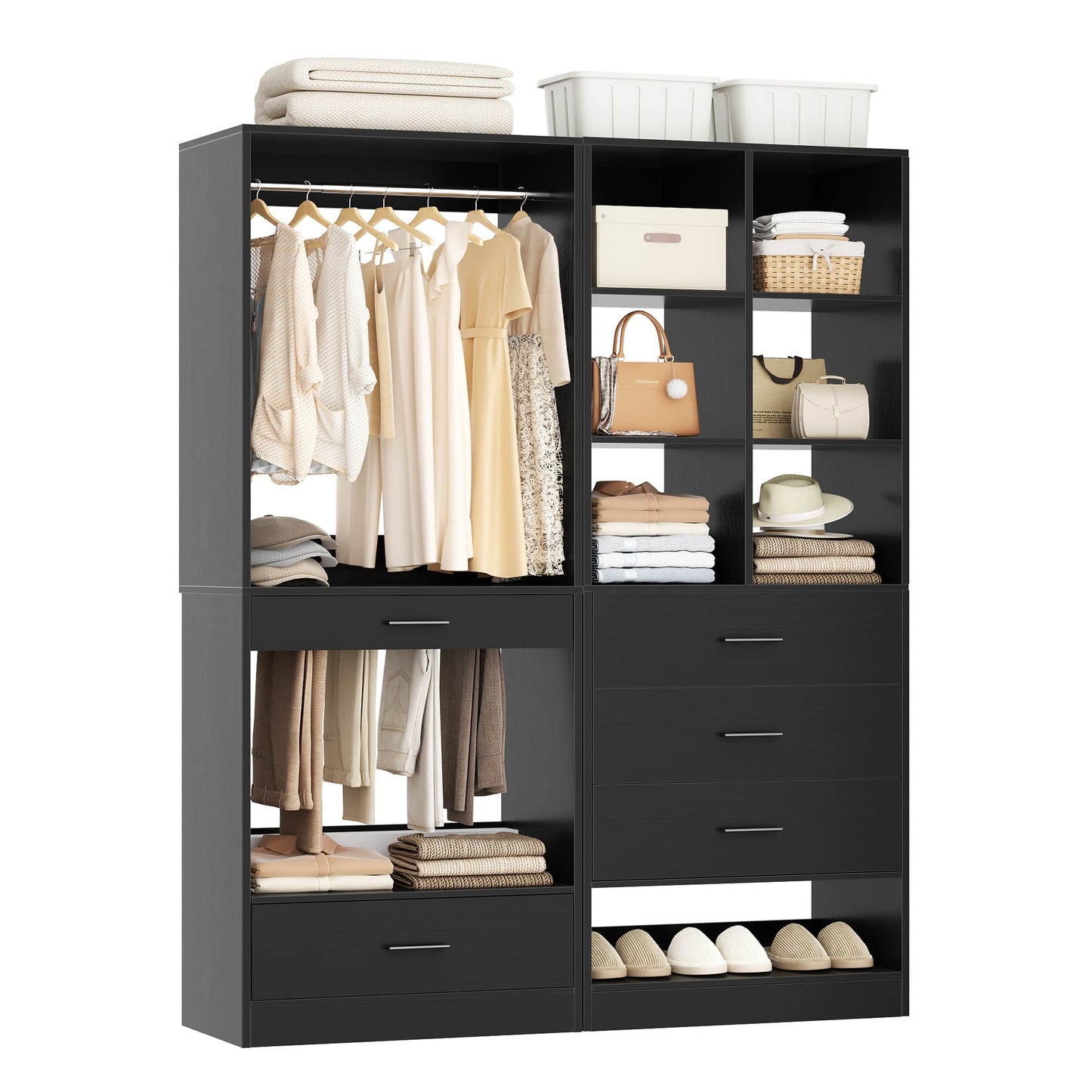 47.2" Modular Closet System with 4 Drawers, Closet Organizers with Cube Storage and Pant Rack