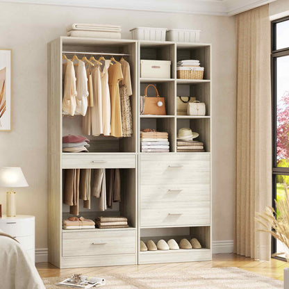 47.2" Modular Closet System with 4 Drawers, Closet Organizers with Cube Storage and Pant Rack