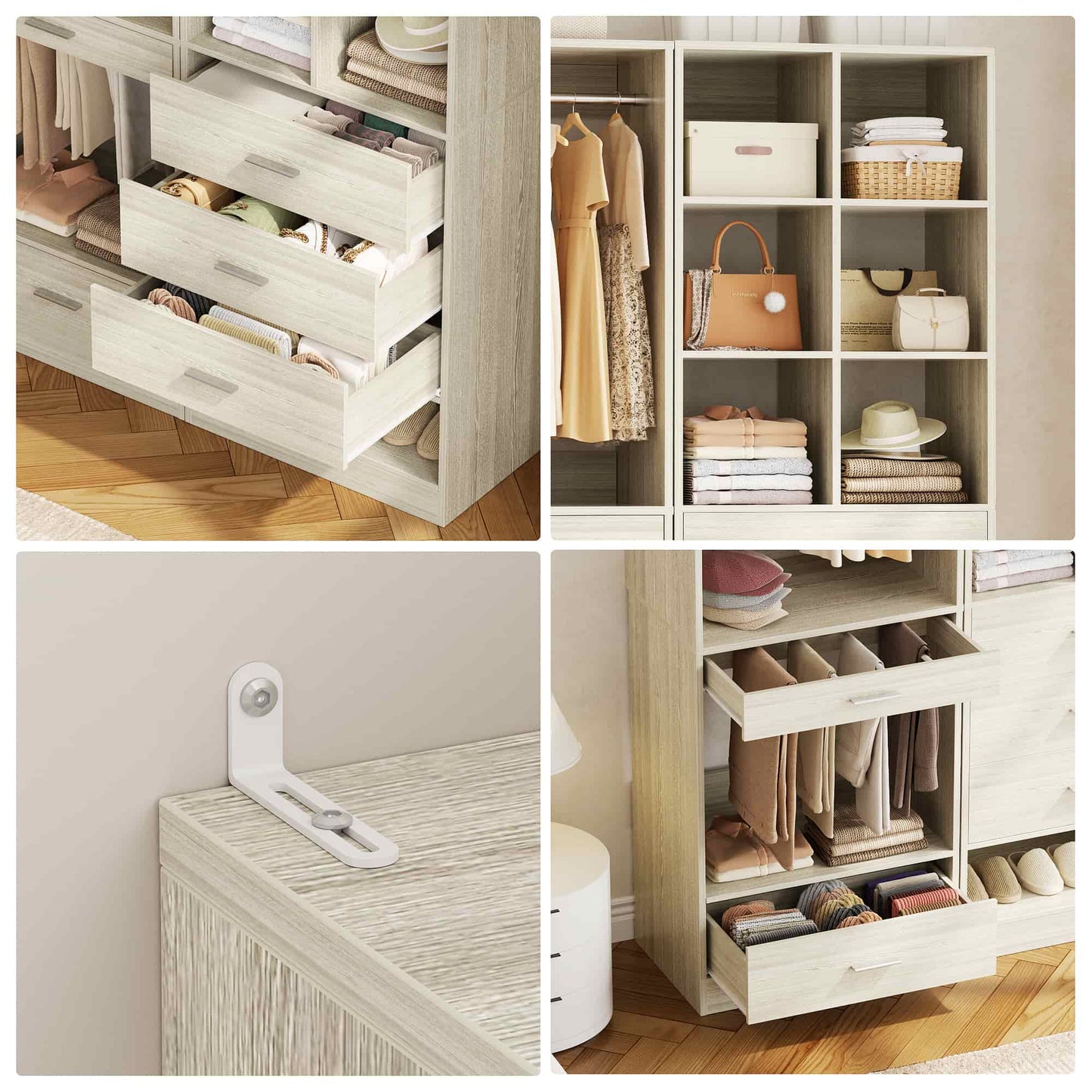 47.2" Modular Closet System with 4 Drawers, Closet Organizers with Cube Storage and Pant Rack