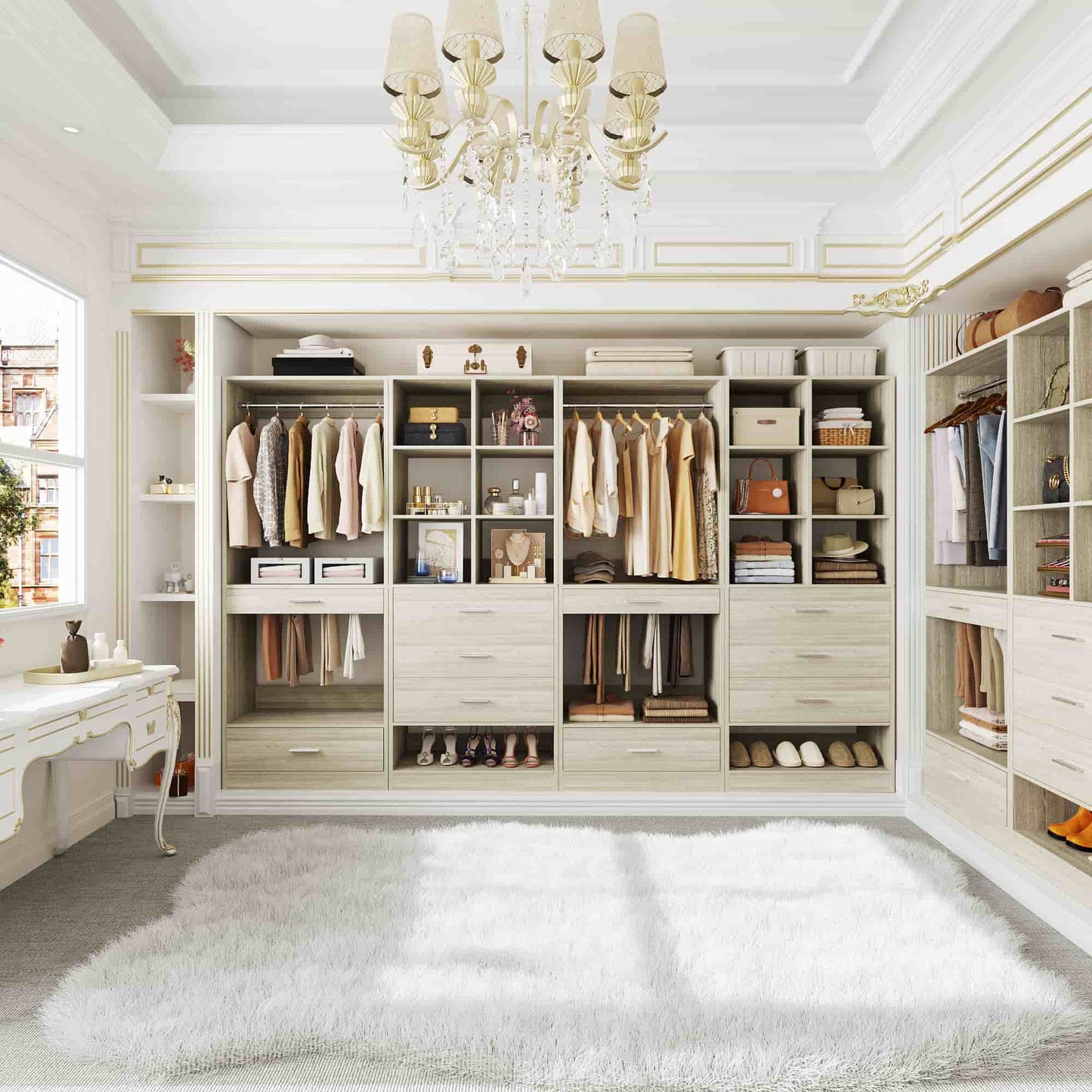 47.2" Modular Closet System with 4 Drawers, Closet Organizers with Cube Storage and Pant Rack