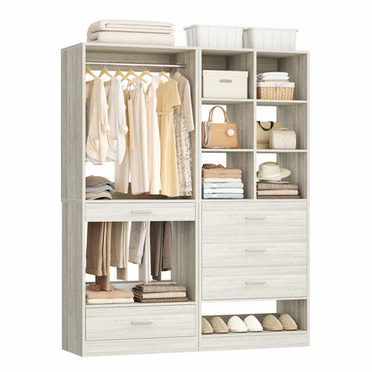 47.2" Modular Closet System with 4 Drawers, Closet Organizers with Cube Storage and Pant Rack