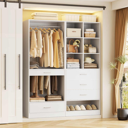 47.2" Modular Closet System with 4 Drawers, Closet Organizers with Cube Storage and Pant Rack