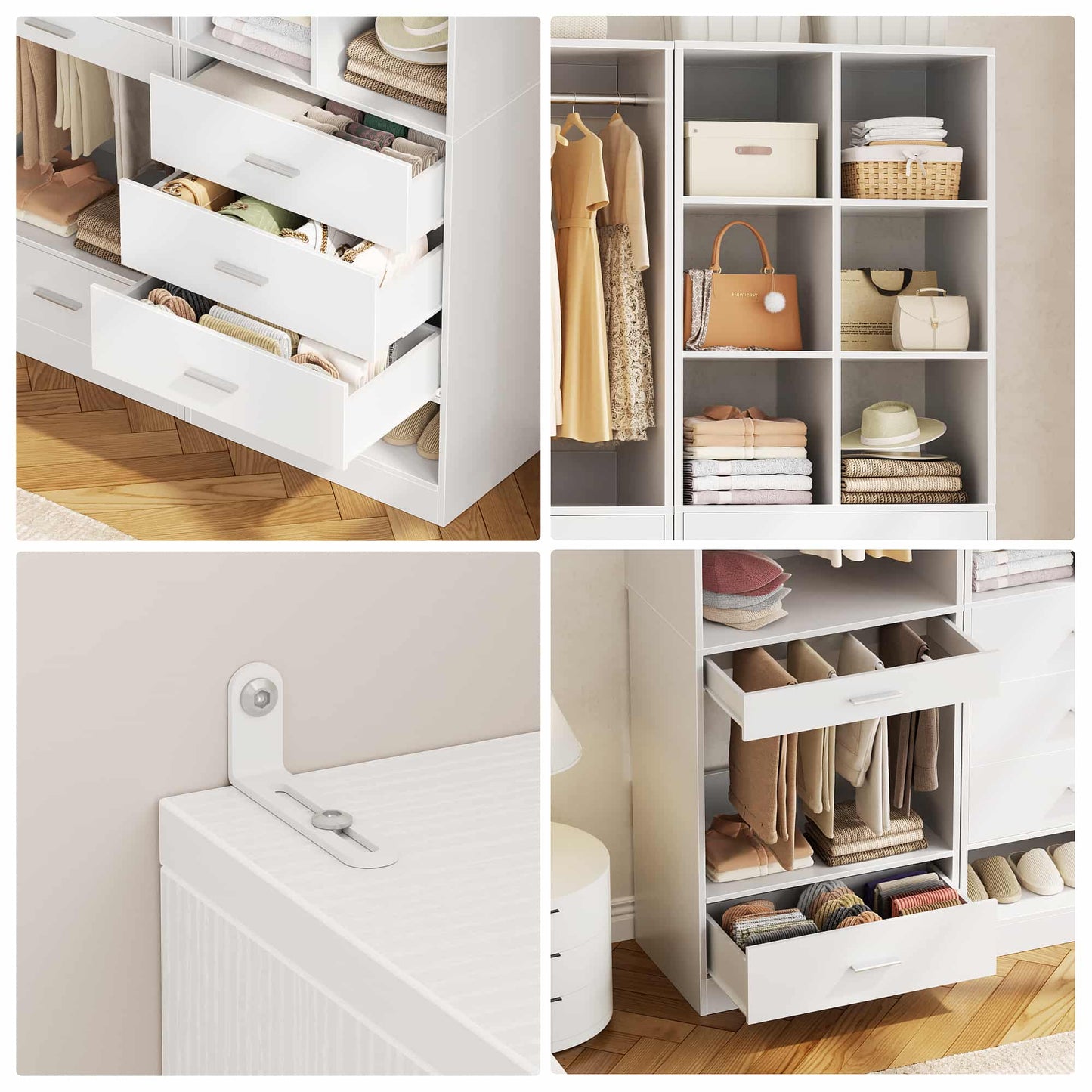 47.2" Modular Closet System with 4 Drawers, Closet Organizers with Cube Storage and Pant Rack