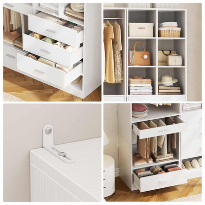 47.2" Modular Closet System with 4 Drawers, Closet Organizers with Cube Storage and Pant Rack