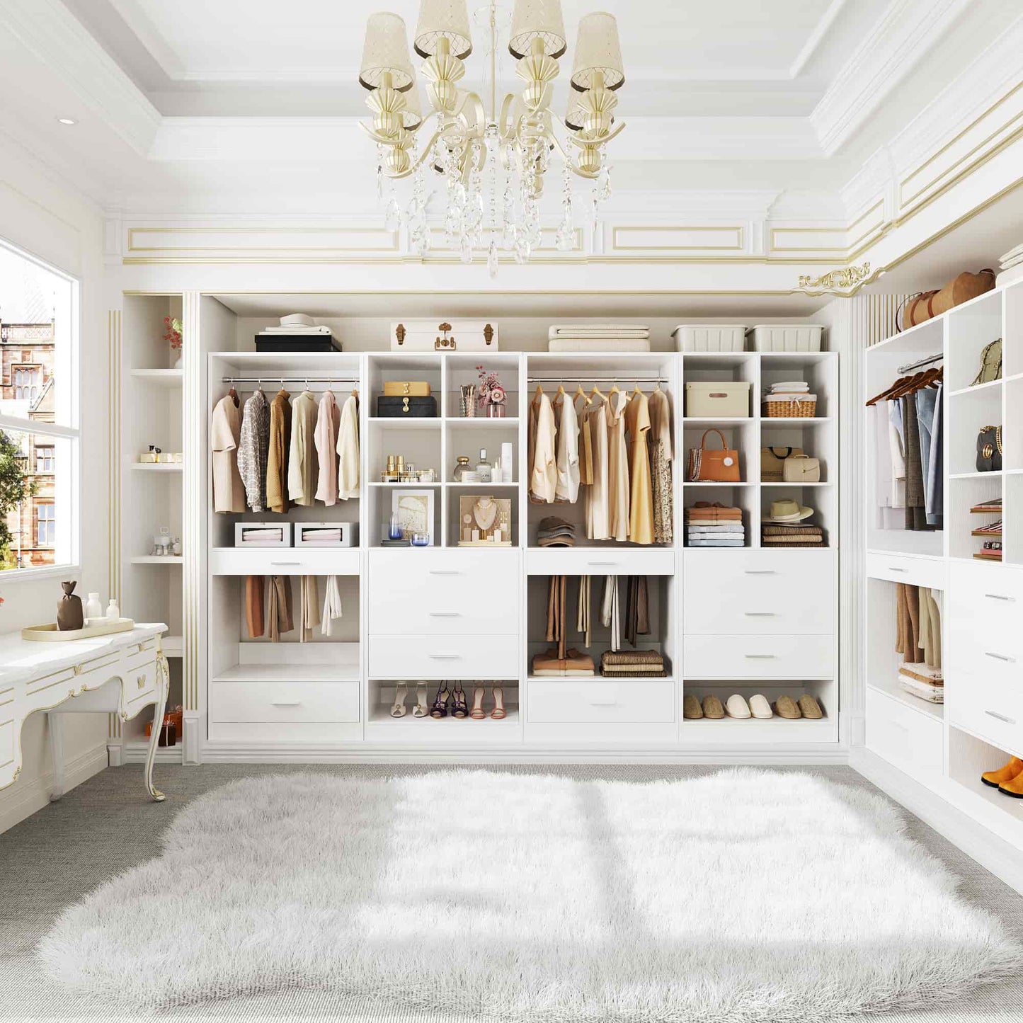 47.2" Modular Closet System with 4 Drawers, Closet Organizers with Cube Storage and Pant Rack
