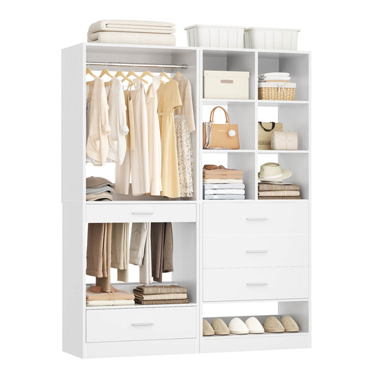 47.2" Modular Closet System with 4 Drawers, Closet Organizers with Cube Storage and Pant Rack