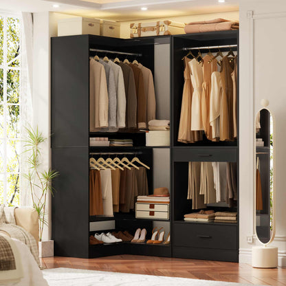 31" Modular Corner Closet Organizer System with 2 Hanging Rods and Shelves