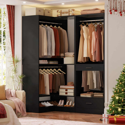 31" Modular Corner Closet Organizer System with 2 Hanging Rods and Shelves