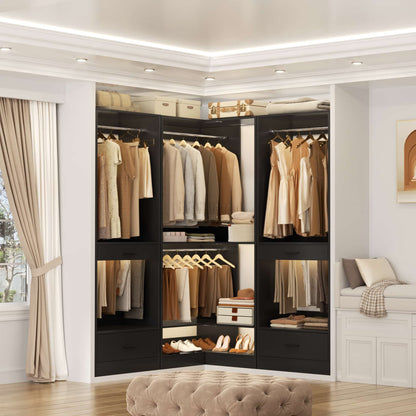 31" Modular Corner Closet Organizer System with 2 Hanging Rods and Shelves