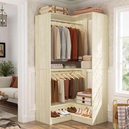 31" Modular Corner Closet Organizer System with 2 Hanging Rods and Shelves