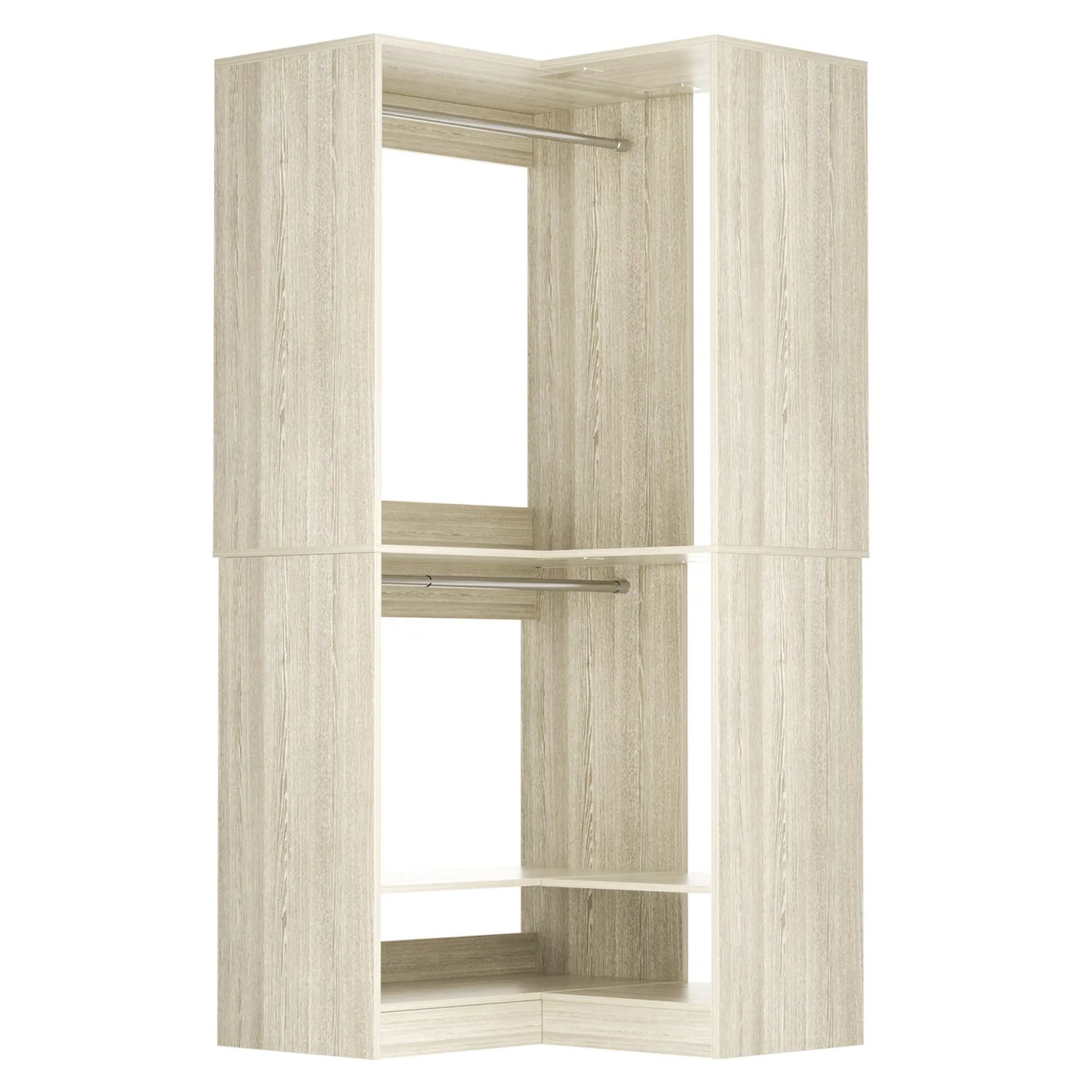 31" Modular Corner Closet Organizer System with 2 Hanging Rods and Shelves
