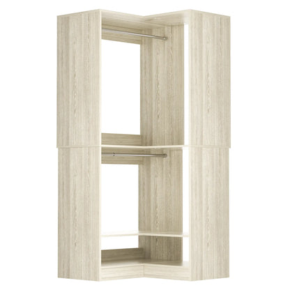 31" Modular Corner Closet Organizer System with 2 Hanging Rods and Shelves