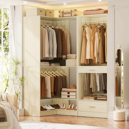 31" Modular Corner Closet Organizer System with 2 Hanging Rods and Shelves