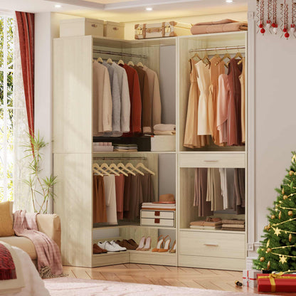 31" Modular Corner Closet Organizer System with 2 Hanging Rods and Shelves