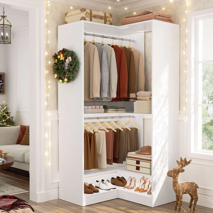 31" Modular Corner Closet Organizer System with 2 Hanging Rods and Shelves