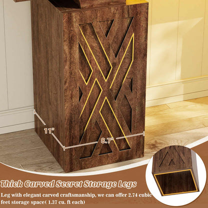 47'' Farmhouse Console Table with Charging Station & LED Lights