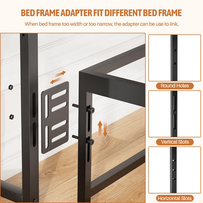 King Size Storage Headboard with Charging Station, LED Light & Sliding Doors - Sturdy Bookcase Headboard with Bed Adapter for Bedroom