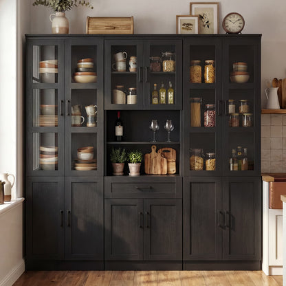 79.7'' Tall Pantry Cabinet 3-Piece Set - 70.8'' Width Kitchen Hutch Cabinet with Drawer and Adjustable Shelves