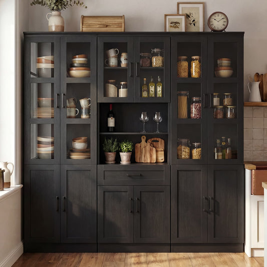 79.7'' Tall Pantry Cabinet 3-Piece Set - 70.8'' Width Kitchen Hutch Cabinet with Drawer and Adjustable Shelves