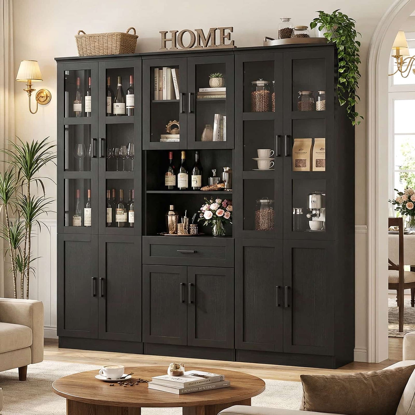 79.7'' Tall Pantry Cabinet 3-Piece Set - 70.8'' Width Kitchen Hutch Cabinet with Drawer and Adjustable Shelves