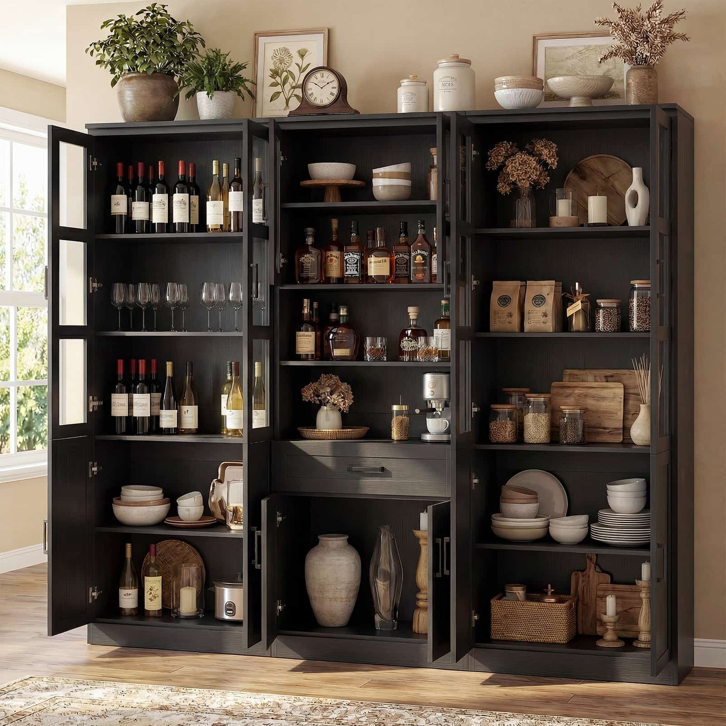79.7'' Tall Pantry Cabinet 3-Piece Set - 70.8'' Width Kitchen Hutch Cabinet with Drawer and Adjustable Shelves