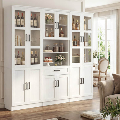 79.7'' Tall Pantry Cabinet 3-Piece Set - 70.8'' Width Kitchen Hutch Cabinet with Drawer and Adjustable Shelves