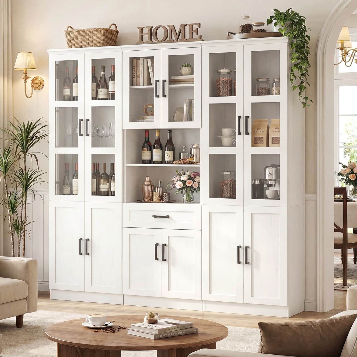 79.7'' Tall Pantry Cabinet 3-Piece Set - 70.8'' Width Kitchen Hutch Cabinet with Drawer and Adjustable Shelves