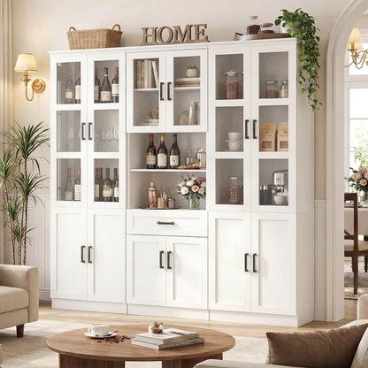 79.7'' Tall Pantry Cabinet 3-Piece Set - 70.8'' Width Kitchen Hutch Cabinet with Drawer and Adjustable Shelves