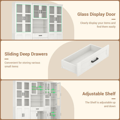 79.7'' Tall Pantry Cabinet 3-Piece Set - 70.8'' Width Kitchen Hutch Cabinet with Drawer and Adjustable Shelves