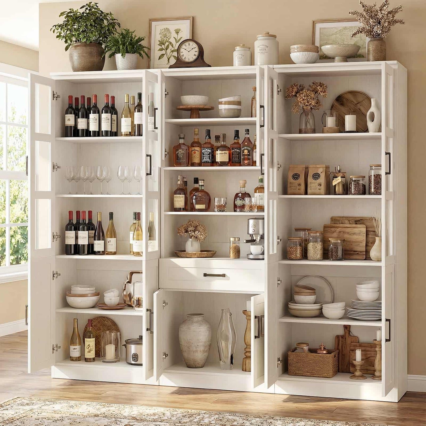 79.7'' Tall Pantry Cabinet 3-Piece Set - 70.8'' Width Kitchen Hutch Cabinet with Drawer and Adjustable Shelves