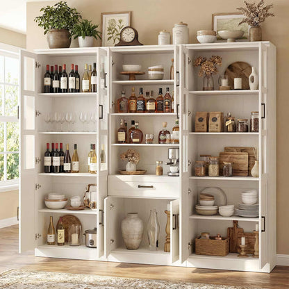 79.7'' Tall Pantry Cabinet 3-Piece Set - 70.8'' Width Kitchen Hutch Cabinet with Drawer and Adjustable Shelves