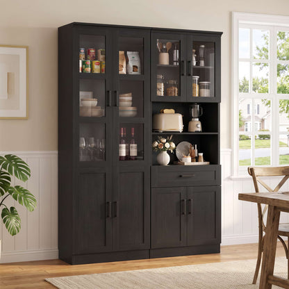 47.2'' Wide Farmhouse Pantry Storage Cabinet Set of 2, with Drawer and Adjustable Shelves