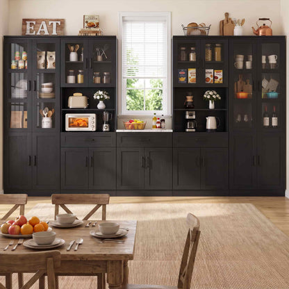 47.2'' Wide Farmhouse Pantry Storage Cabinet Set of 2, with Drawer and Adjustable Shelves