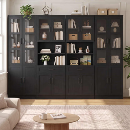 47.2'' Wide Farmhouse Pantry Storage Cabinet Set of 2, with Drawer and Adjustable Shelves